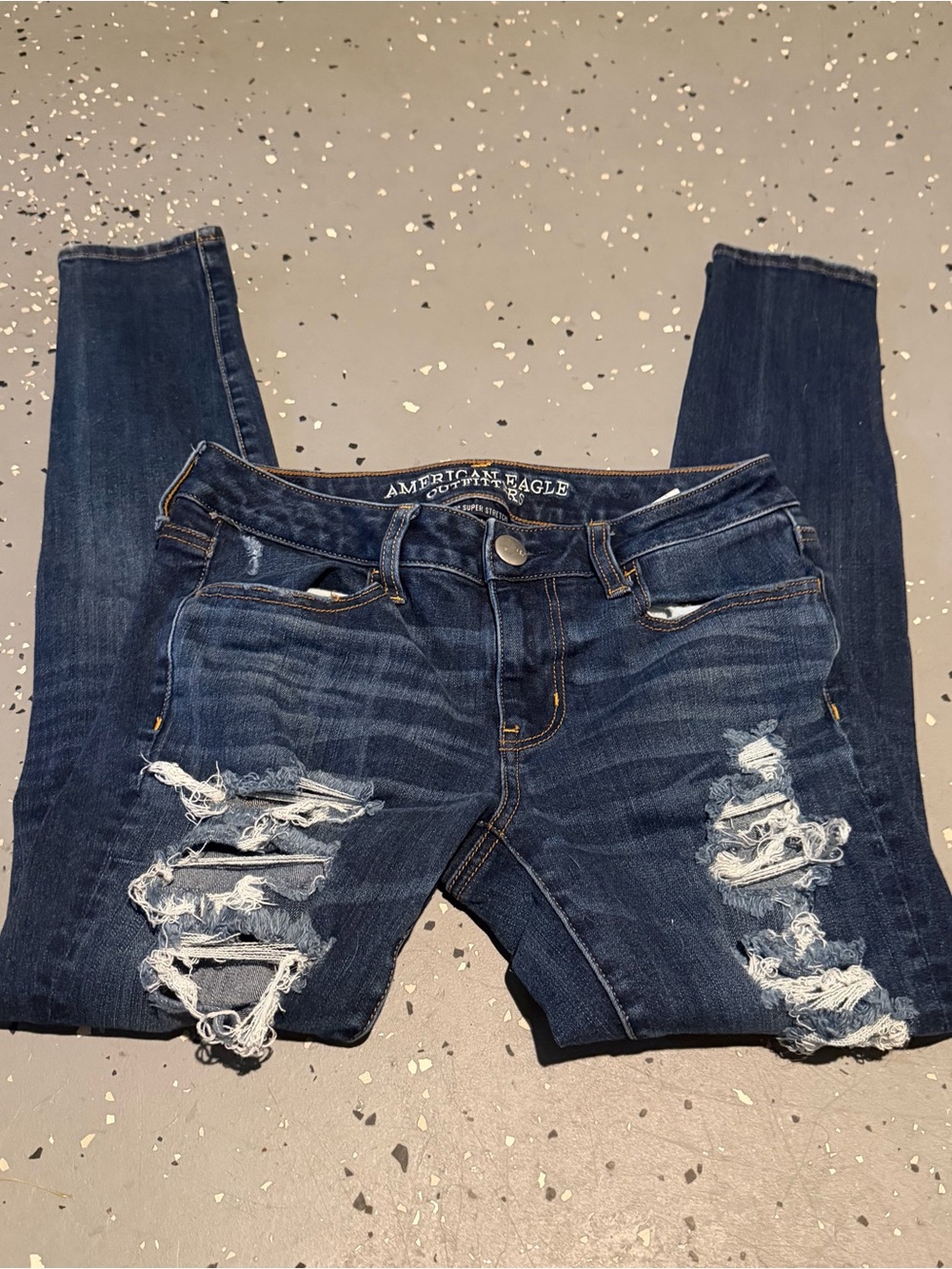 American Eagle Darkwash Distressed Jeggings